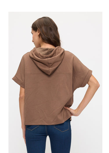 TOP *MISSY* TAN DRAW STRING HOODIE