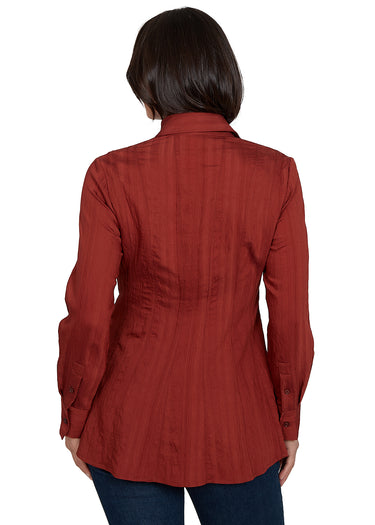 TOP *MISSY* BURNT SIENNA SOLID TEXTURED FIT & FLARE