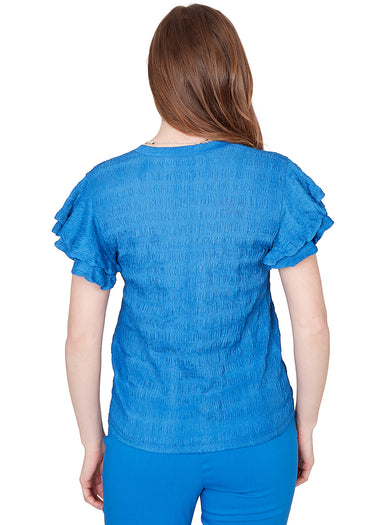 TOP *MISSY* FLUTTER SLEEVE V-NECK