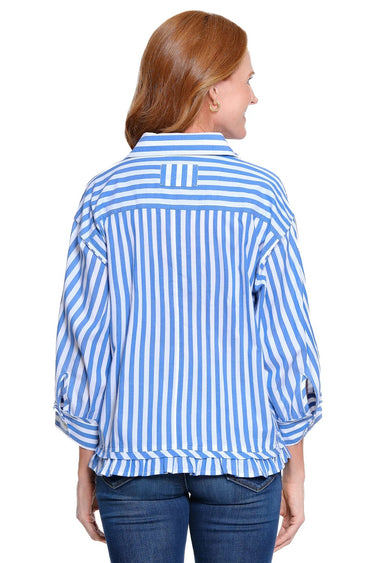 JACKET *MISSY* BLUE STRIPE WVN YARN DYE STRIPE 3/4