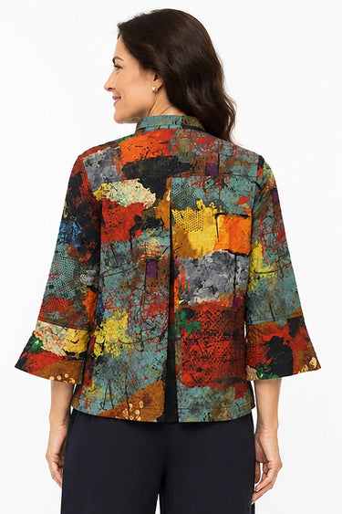 JACKET *MISSY* MULTI TEXTURED WOVEN BELL CUFFS 3/4 SLEEVES