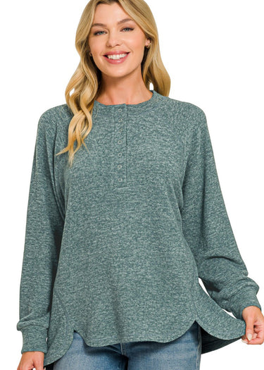 SWEATER *MISSY* OVERSIZED HENLEY PLACKET 4 COLORS