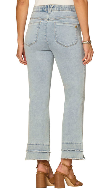 “Ab”solution® Mid-Rise Double Layer Fray Hem Kick Flare Jeans
