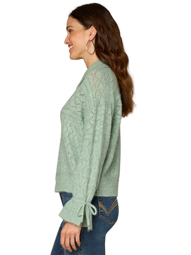 SWEATER *MISSY* SUCCULANET FLOUNCE SLV VNK COLLAR