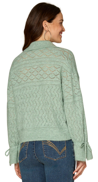 SWEATER *MISSY* SUCCULANET FLOUNCE SLV VNK COLLAR
