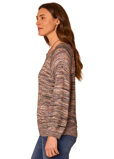 SWEATER *PETITE* JEWEL LAVENDER GREEN BLOUSON SLEEVE SPACE DYE