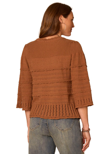 SWEATER *PLUS* SADDLE BELL SLEEVE SCALLOP EDGE