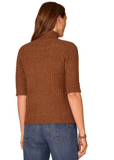 SWEATER *MISSY* TOBACCO ELBOW SLEEVE TURTLE NECK