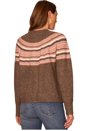 SWEATER *PETITE* MOCHA ROSE QUARTZ SNAP FRONT CARDIGAN