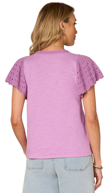 TOP *MISSY* VIOLET ORCHID CROCHET FLUTTER SLV