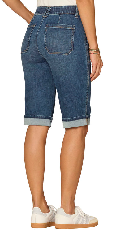 “Ab”solution® High Rise Cuffed Bermuda Shorts with Coin Pocket