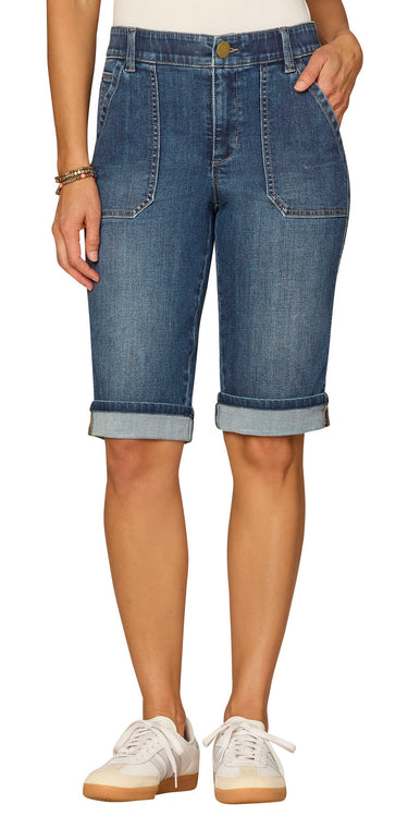 “Ab”solution® High Rise Cuffed Petite Bermuda Shorts with Coin Pocket