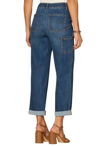 "Ab"solution® High Rise Patch Pocket Roll Cuff Petite Utility Jeans
