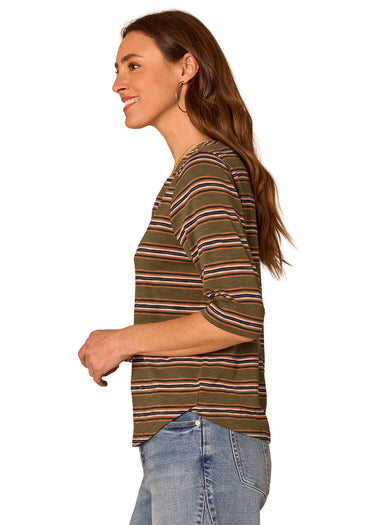 TOP *PLUS* CELADON MULTI ELBOW CUFF SLEEVE SPLIT NECK