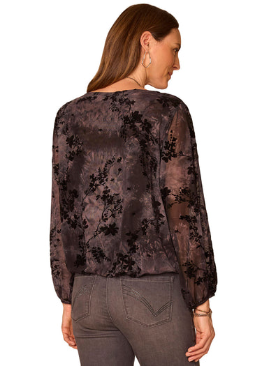 TOP *MISSY* BLACK BLOUSEN SLEEVE PRINTED