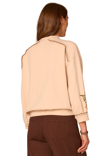 TOP *MISSY* ECRU MULTI BLOUSON SLEEVE EMBROIDERED