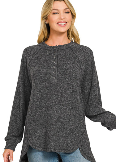 SWEATER *MISSY* OVERSIZED HENLEY PLACKET 4 COLORS