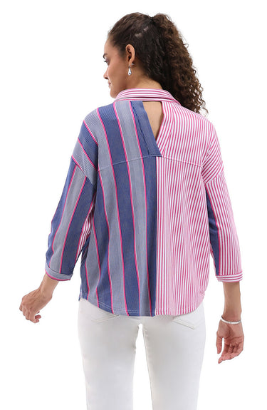 SHIRT *MISSY* FUCHSIA FRAN STRIPES 3/4 SLV