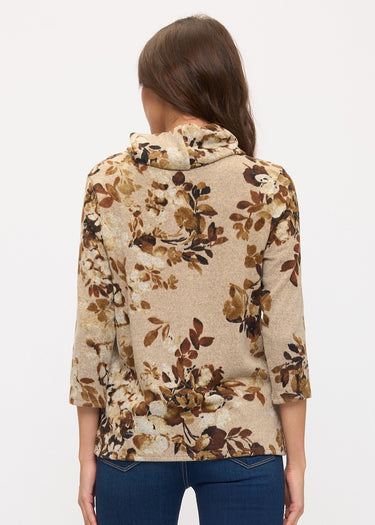 SHIRT *MISSY* MULTI FLORAL COWL NECK