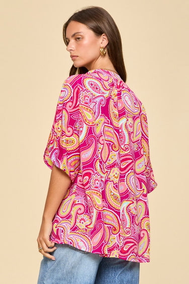 TOP *MISSY* LIZ BREEZE PRINT ELBOW SLEEVE