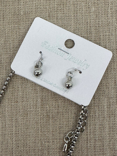 NECKLACE & EARRING SET CASTING PENDANT LONG