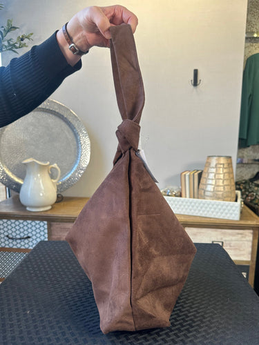 BAG KNOTTED FAUX SUEDE ESPRESSO