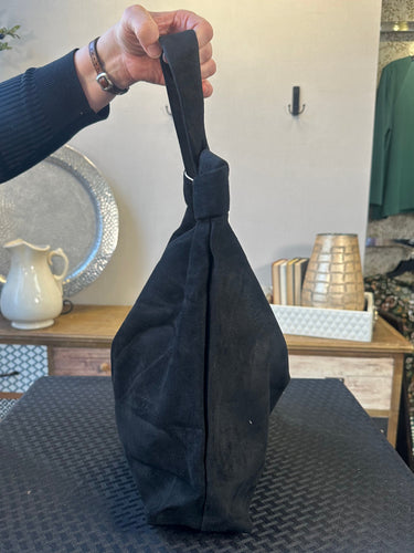 BAG KNOTTED FAUX SUEDE BLACK