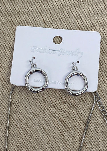 SILVER NECKLACE EARRING DOUBLE CAST CIRCLE PENDANT