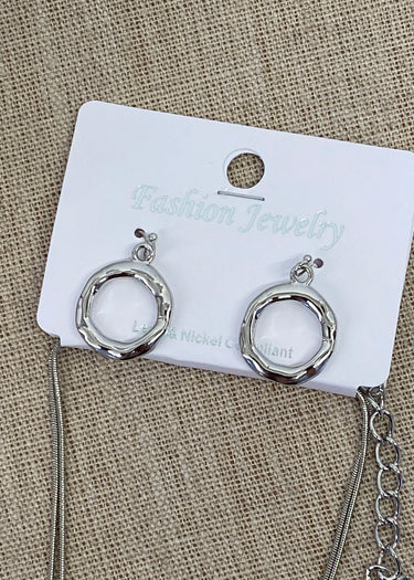 NECKLACE EARRING DOUBLE CAST CIRCLE PENDANT