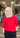 TOP *PLUS* BARBADOS CHERRY 3QTR SLEEVE TEXTURED