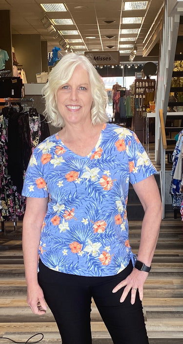TOP MISSY PRINT SIDE TIE SHORT SLEEVE