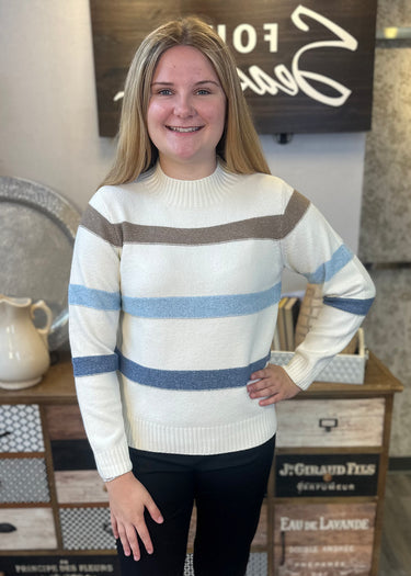SWEATER *PETITE* ASHFORD STRIPE MOCK
