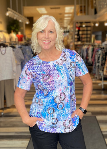 TOP *MISSY* BURNOUT PRINT SHORT SLEEVE 2 COLORS