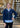 SHIRT *MISSY* NAVY BLAZER BLUE FLOCKED HACCI W/STRIPE