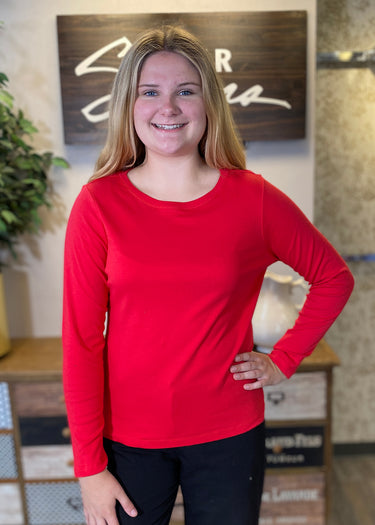TOP *MISSY* LONG SLEEVE CREWNECK INTERLOCK 3 COLORS