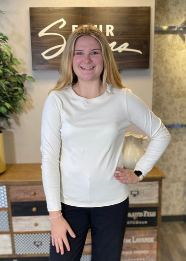 TOP *MISSY* LONG SLEEVE CREWNECK INTERLOCK 3 COLORS