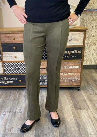 PANT *MISSY* PULL ON SUEDE BOOT CUT 2 COLORS