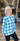 TOP *PETITE* SEASTORM NAVY MNT TRAIL PLAID 3/4