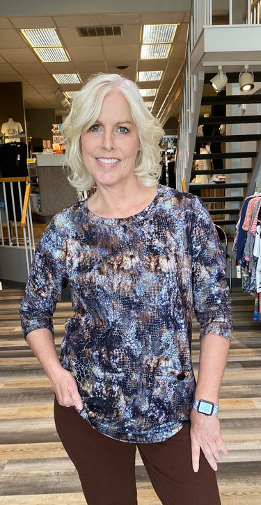 TOP *MISSY* 1PKT PRINT HACCI 3/4 4 COLORS