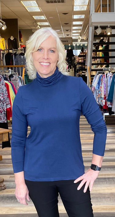 TOP *MISSY* ROUCHED MOCK NECK LONG SLEEVE