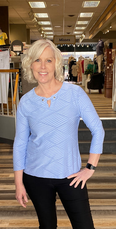 TOP *MISSY* EASTER EGG 3Q SLV STRAP SPLIT NK