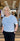 SWEATER POINTELLE STRIPE CREW NECK SHORT SLEEVE