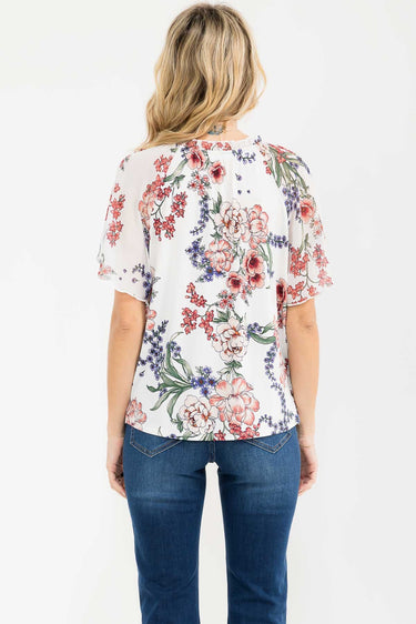 TOP *MISSY* IVORY PINK MAUVE RFFL NCK ANGEL PEASANT