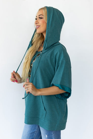TOP *MISSY* OVERSIZED WAFFLE HOODIE