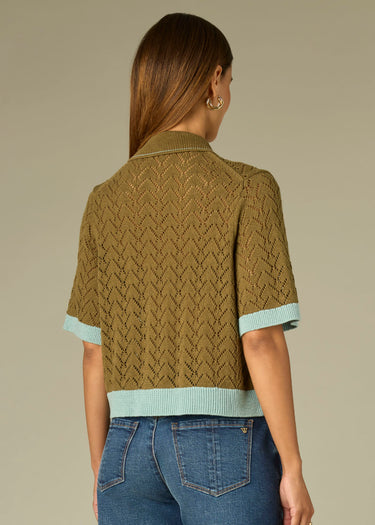 SWEATER *MISSY* GREEN AQUA W/CONTRAST TIPPING