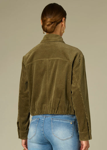 JACKET *MISSY* FOREST MOSS ZIP UP BUBBLE HEM