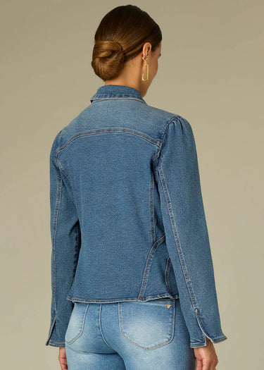 JACKET *MISSY* MEDIUM BLUE W/CURVED SEAMS & HIDDEN SNAPS