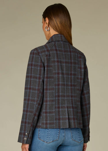 JACKET *MISSY* GREY BLUE TRIPLE BUTTON FRONT