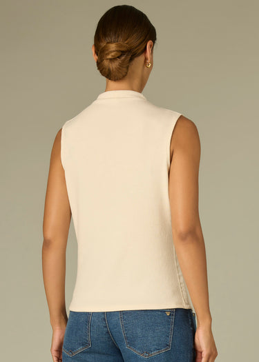 TOP *MISSY* ECRU SLEEVELESS MOCK NECK KNIT