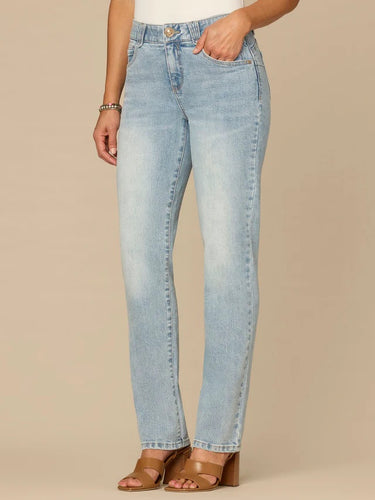 “Ab”solution® Mid-Rise Light Blue Booty Lift Straight Leg Jeans